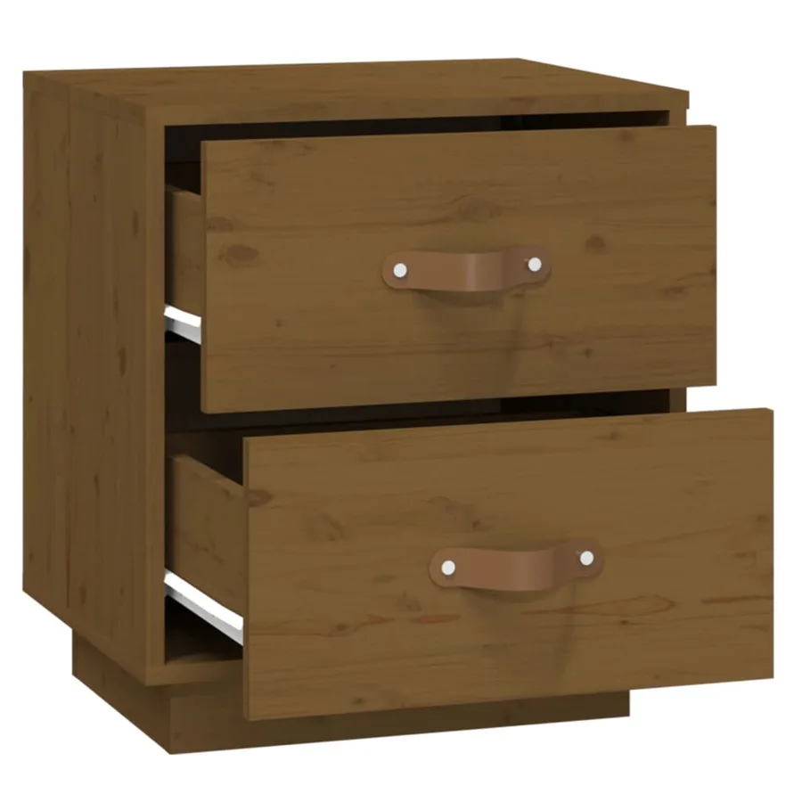 Tables de chevet 2 pcs Marron miel 40x34x45 cm Bois pin massif - 8