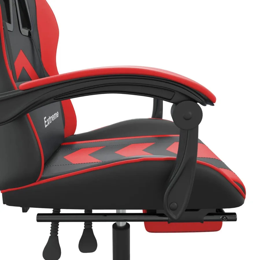 Chaise de jeu avec repose-pied Noir et rouge Similicuir - 10