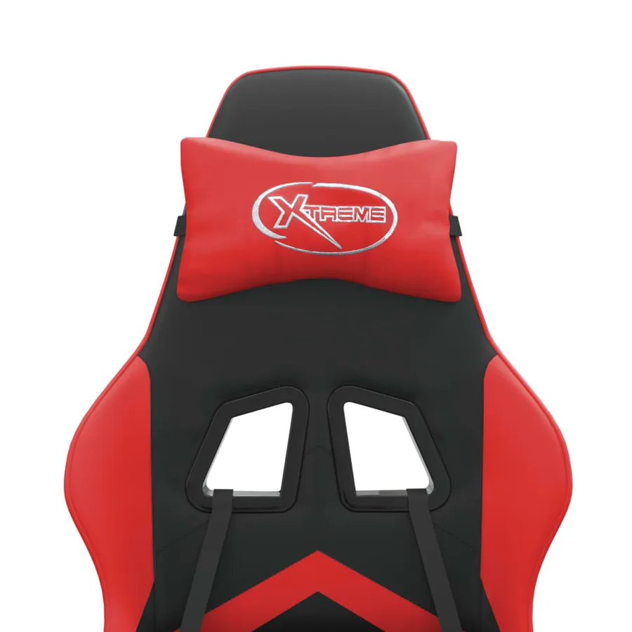 Chaise de jeu avec repose-pied Noir et rouge Similicuir - 11