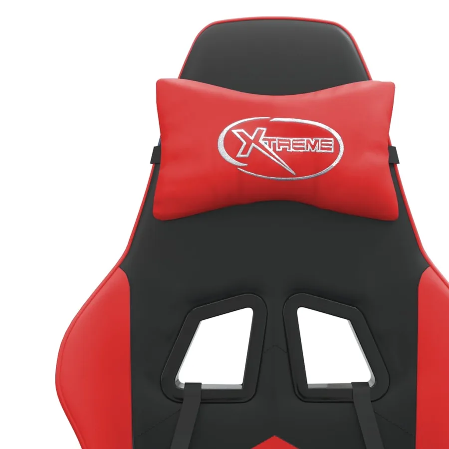Chaise de jeu avec repose-pied Noir et rouge Similicuir - 12