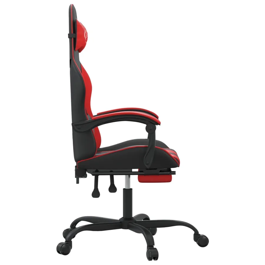 Chaise de jeu avec repose-pied Noir et rouge Similicuir - 4