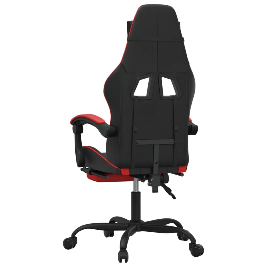 Chaise de jeu avec repose-pied Noir et rouge Similicuir - 5