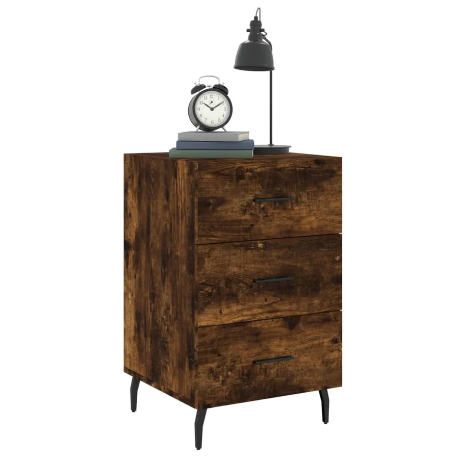 Table de chevet chêne fumé 40x40x66 cm bois d'ingénierie - 3