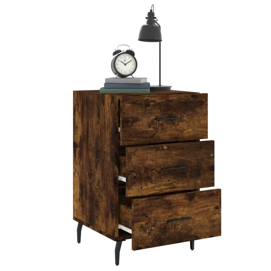 Table de chevet chêne fumé 40x40x66 cm bois d'ingénierie - 4