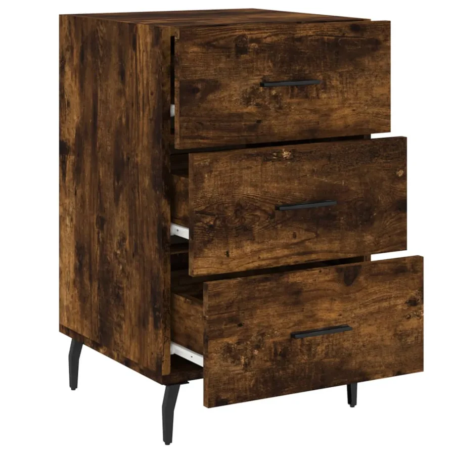 Table de chevet chêne fumé 40x40x66 cm bois d'ingénierie - 7