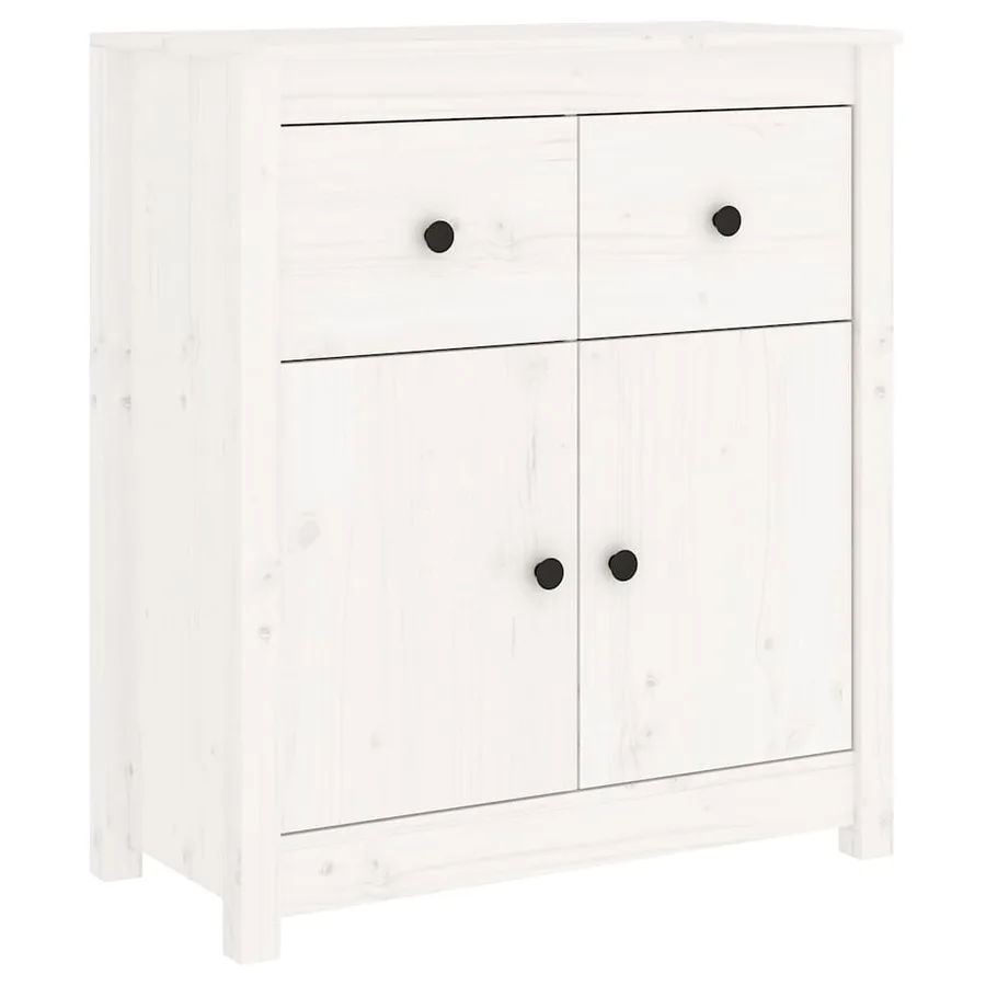 Buffet blanc 70x35x80 cm bois massif de pin - 2