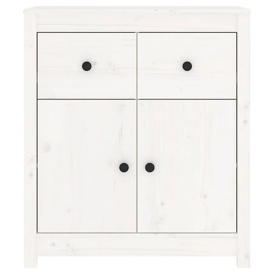 Buffet blanc 70x35x80 cm bois massif de pin - 4
