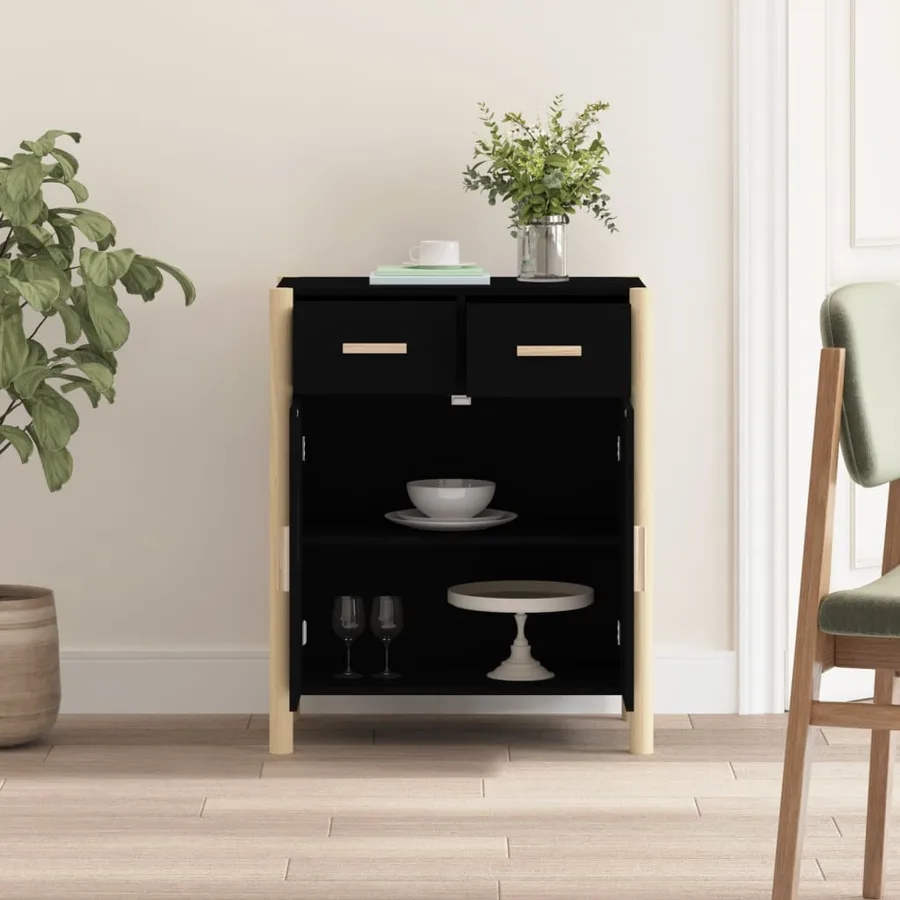 Buffet Noir 62x38x75 cm Bois d'ingénierie - 3