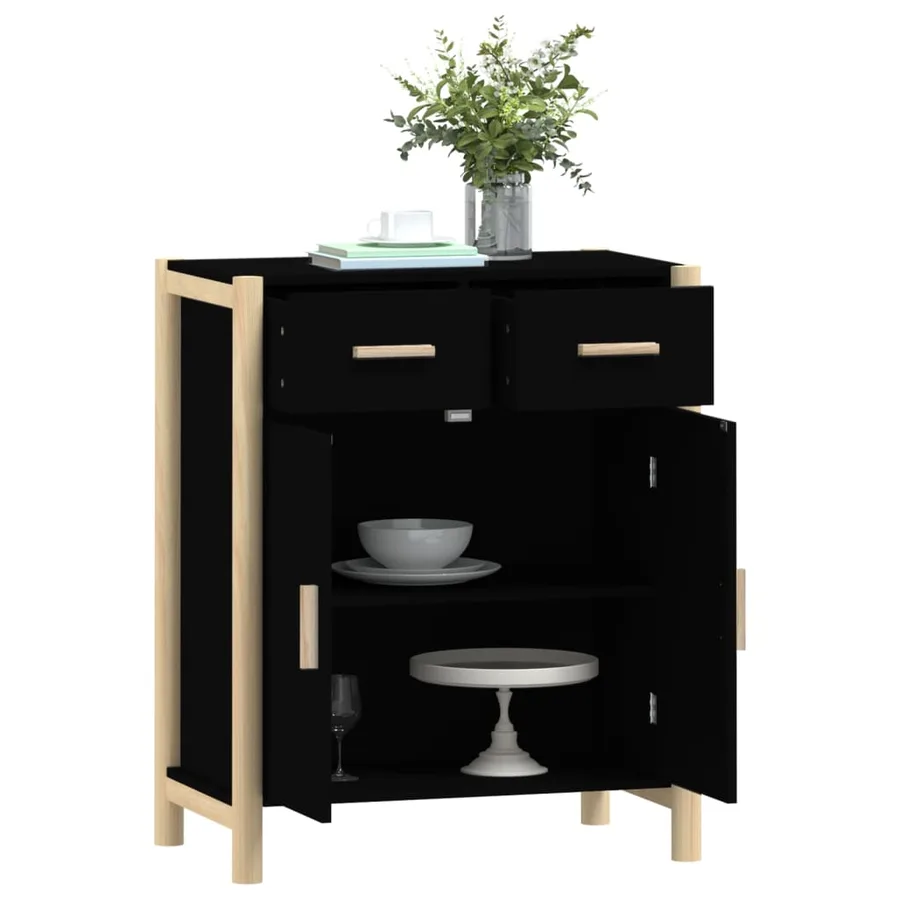 Buffet Noir 62x38x75 cm Bois d'ingénierie - 4