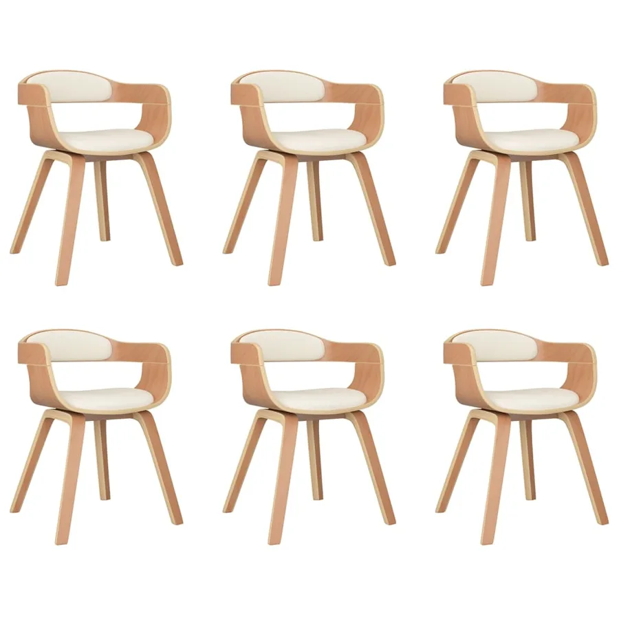 Chaises à manger lot de 6 crème similicuir et bois courbé - 2