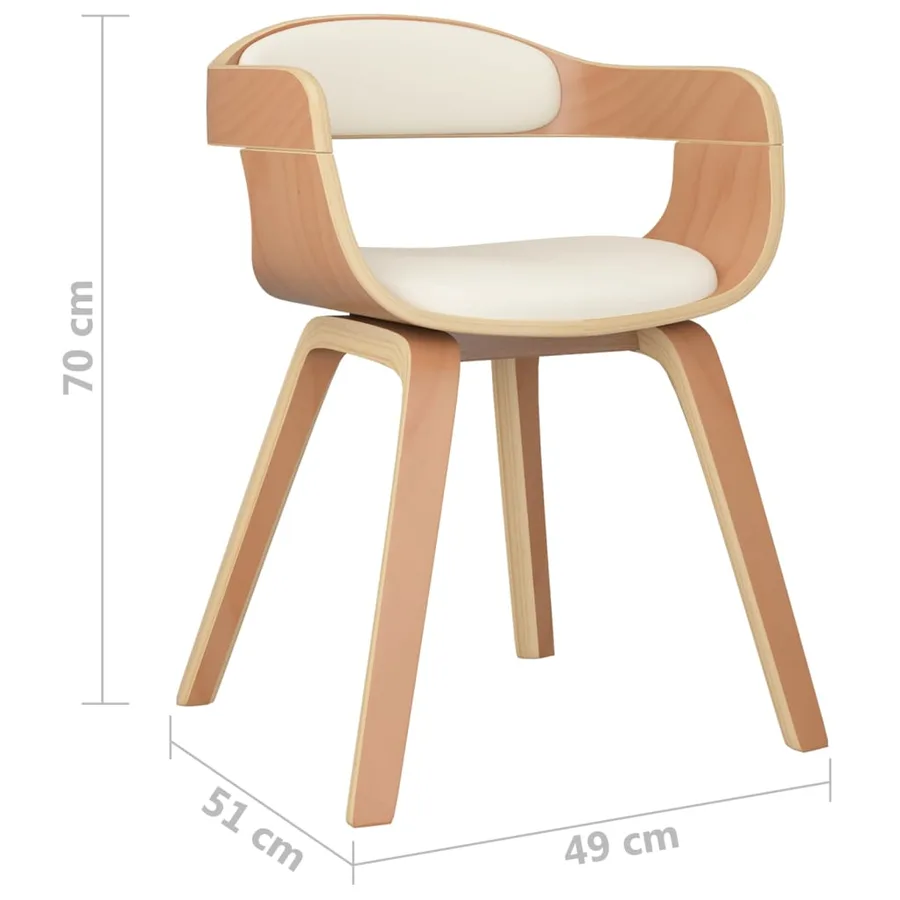 Chaises à manger lot de 6 crème similicuir et bois courbé - 7