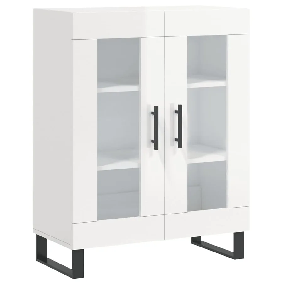 Buffet Blanc brillant 69,5x34x90 cm Bois d'ingénierie - 2