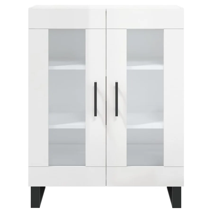 Buffet Blanc brillant 69,5x34x90 cm Bois d'ingénierie - 5