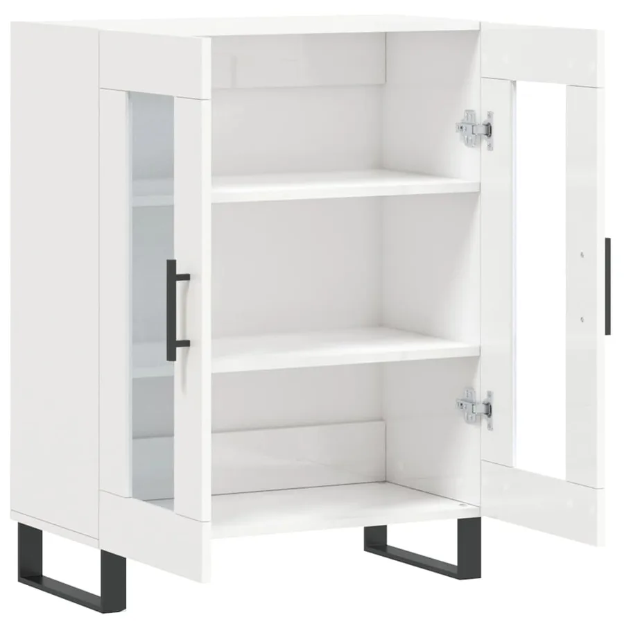Buffet Blanc brillant 69,5x34x90 cm Bois d'ingénierie - 6
