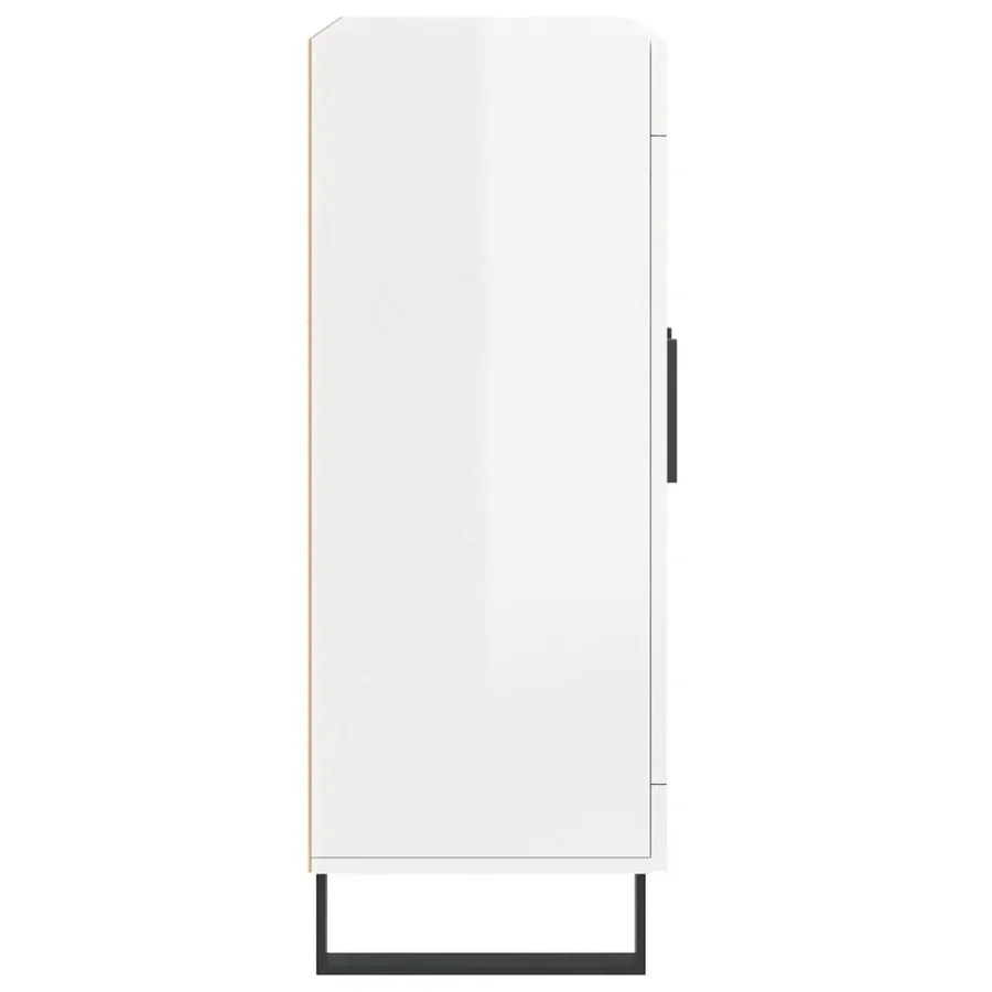 Buffet Blanc brillant 69,5x34x90 cm Bois d'ingénierie - 7