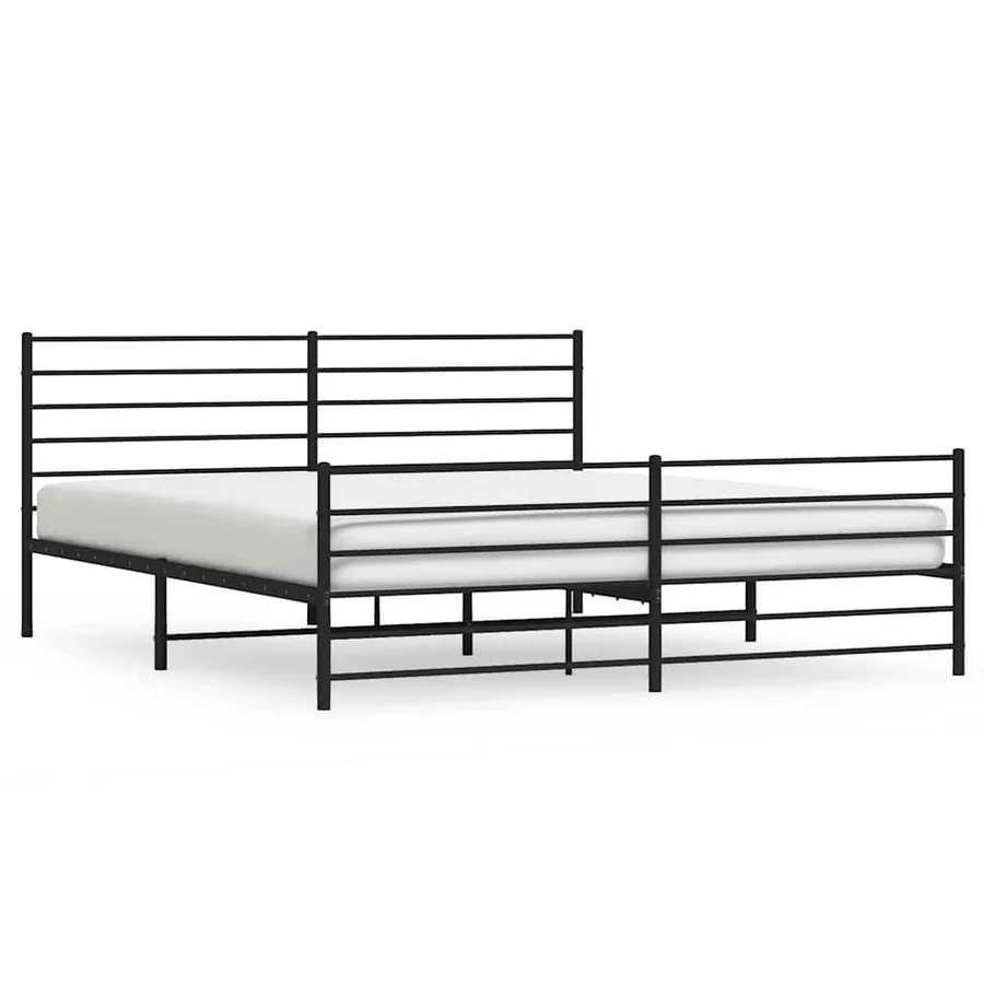 Cadre de lit métal sans matelas avec pied de lit noir 183x213cm - 2