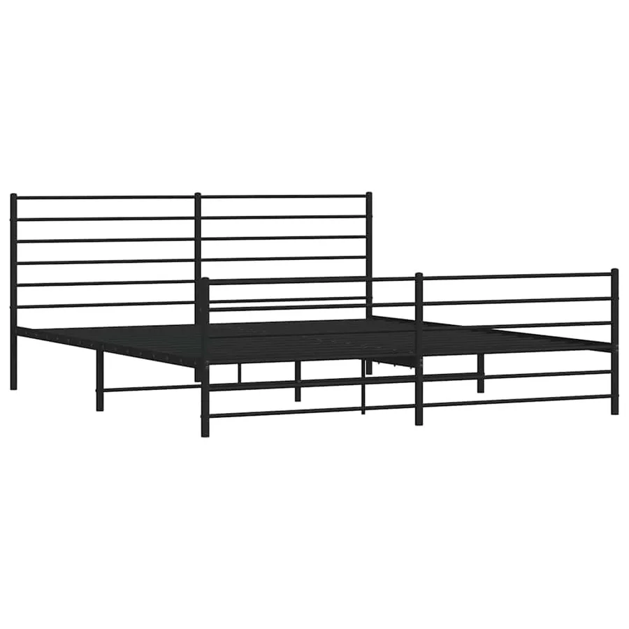 Cadre de lit métal sans matelas avec pied de lit noir 183x213cm - 4