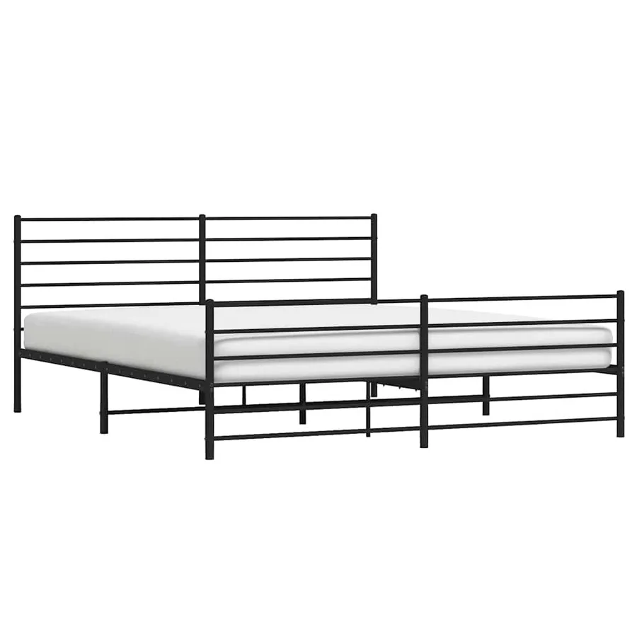 Cadre de lit métal sans matelas avec pied de lit noir 183x213cm - 5