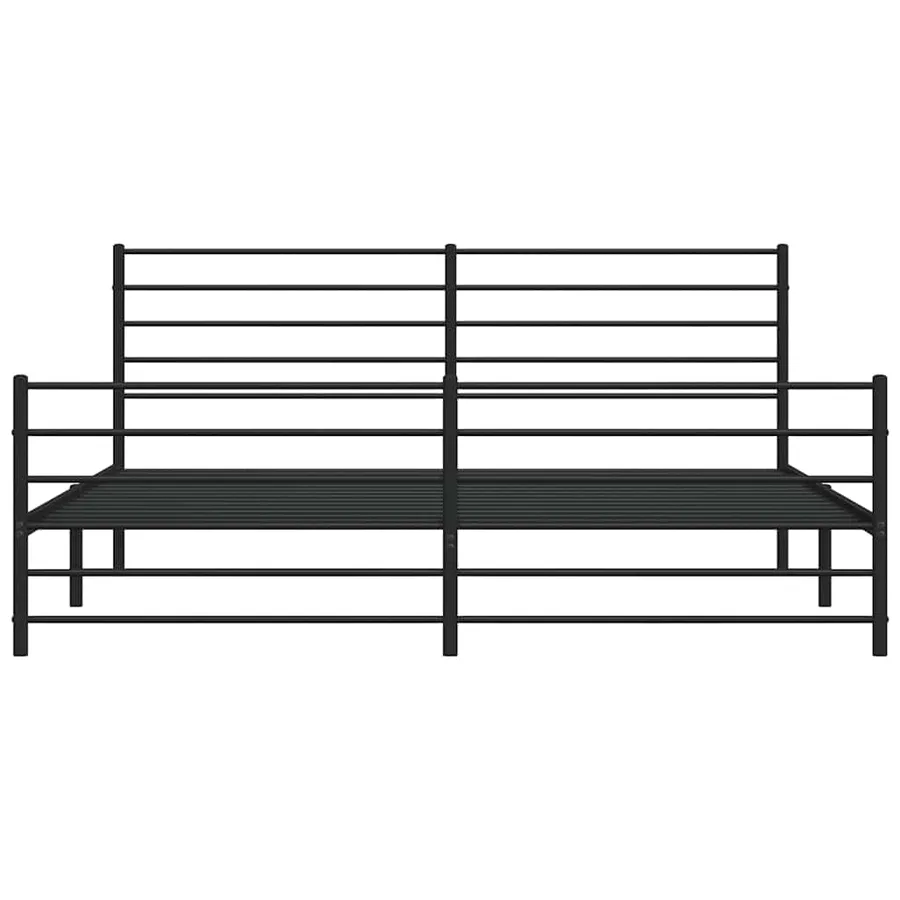 Cadre de lit métal sans matelas avec pied de lit noir 183x213cm - 6