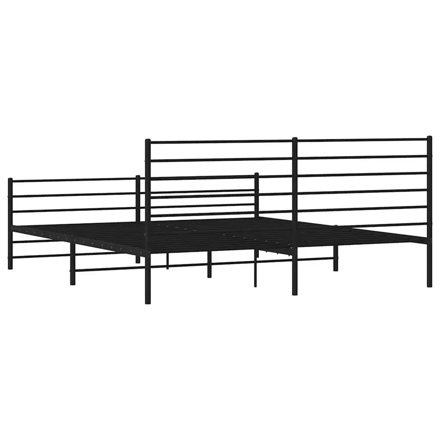 Cadre de lit métal sans matelas avec pied de lit noir 183x213cm - 8