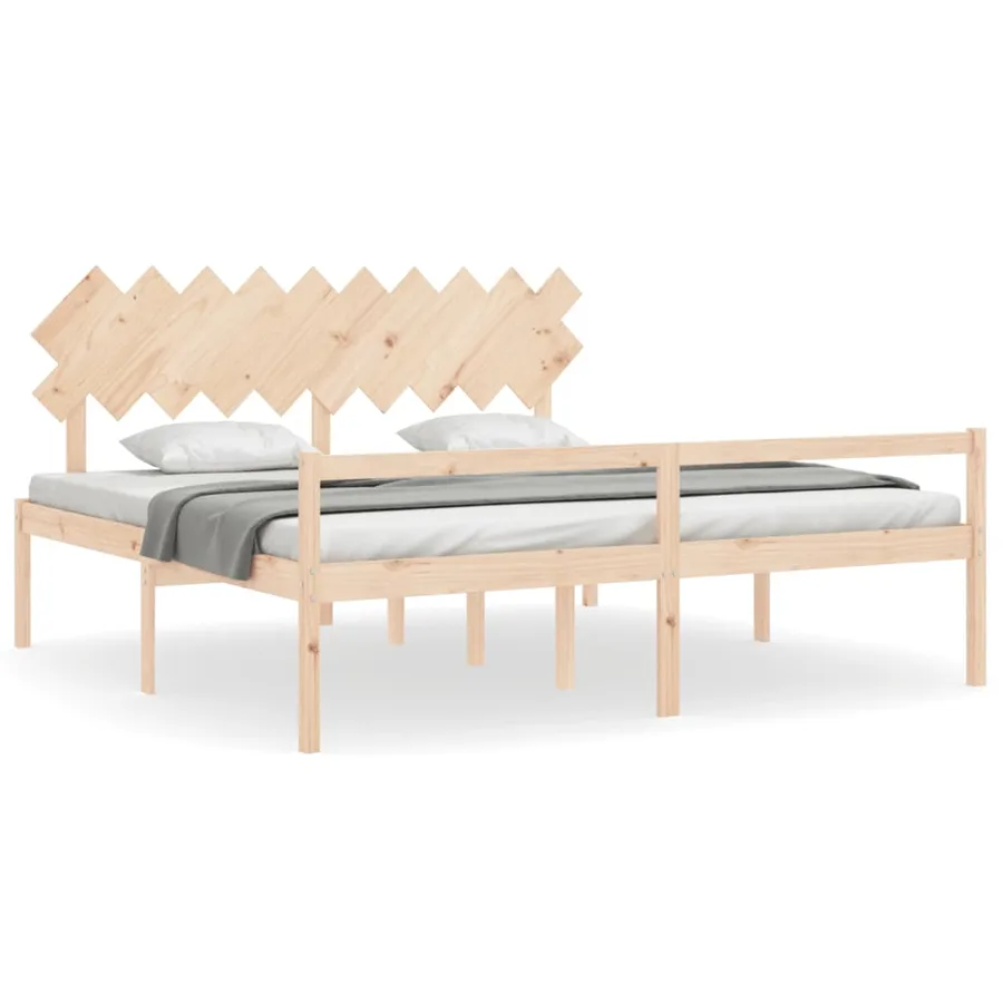 Lit pour personne âgée et tête de lit 200x200 cm bois massif - 2