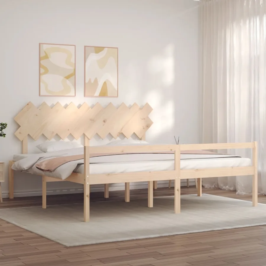 Lit pour personne âgée et tête de lit 200x200 cm bois massif - 3