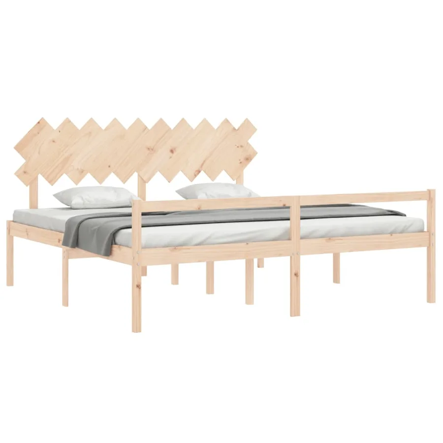 Lit pour personne âgée et tête de lit 200x200 cm bois massif - 4