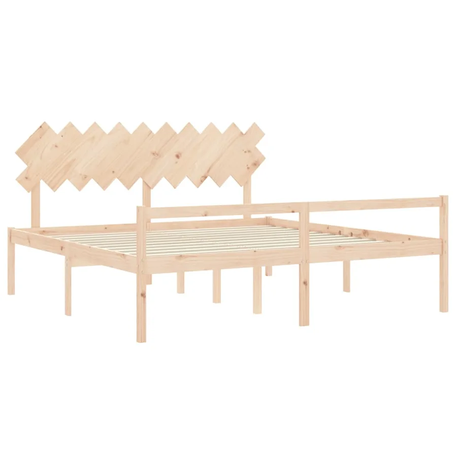 Lit pour personne âgée et tête de lit 200x200 cm bois massif - 5