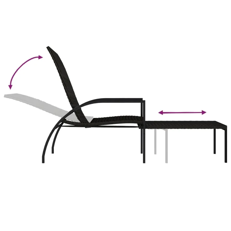 Chaises longues avec repose-pied 2 pcs Résine tressée Gris - 17