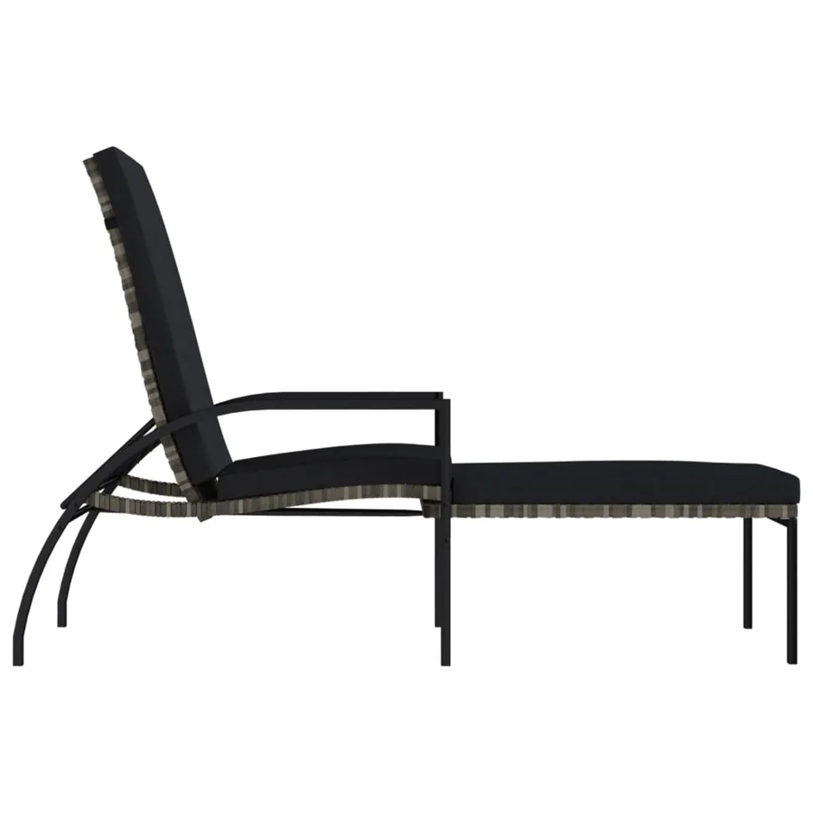Chaises longues avec repose-pied 2 pcs Résine tressée Gris - 4