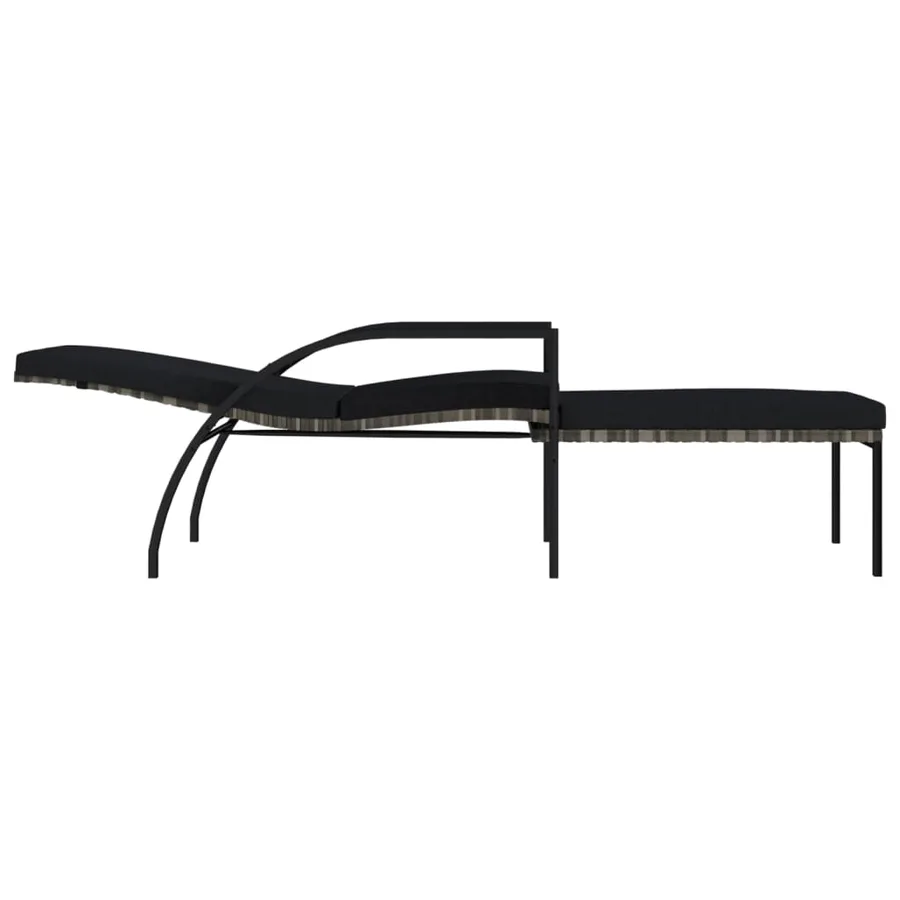 Chaises longues avec repose-pied 2 pcs Résine tressée Gris - 6