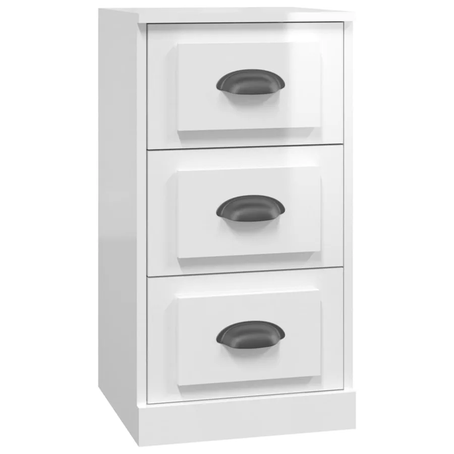 Buffet blanc brillant 36x35,5x67,5 cm bois d'ingénierie - 2