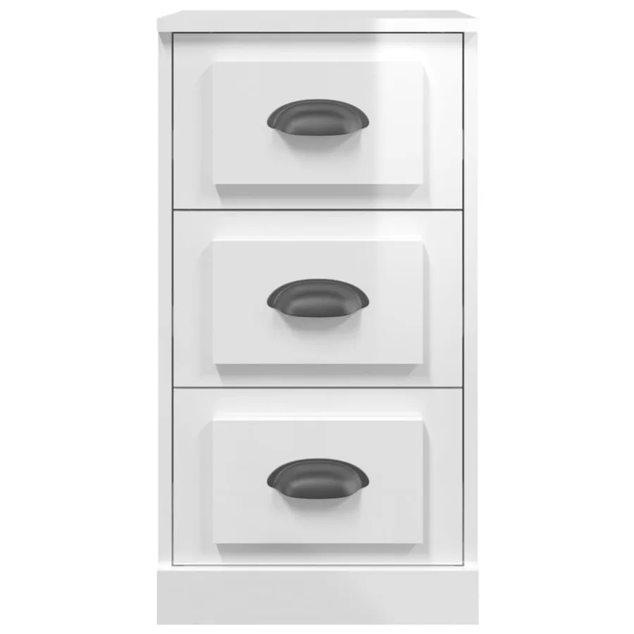Buffet blanc brillant 36x35,5x67,5 cm bois d'ingénierie - 4