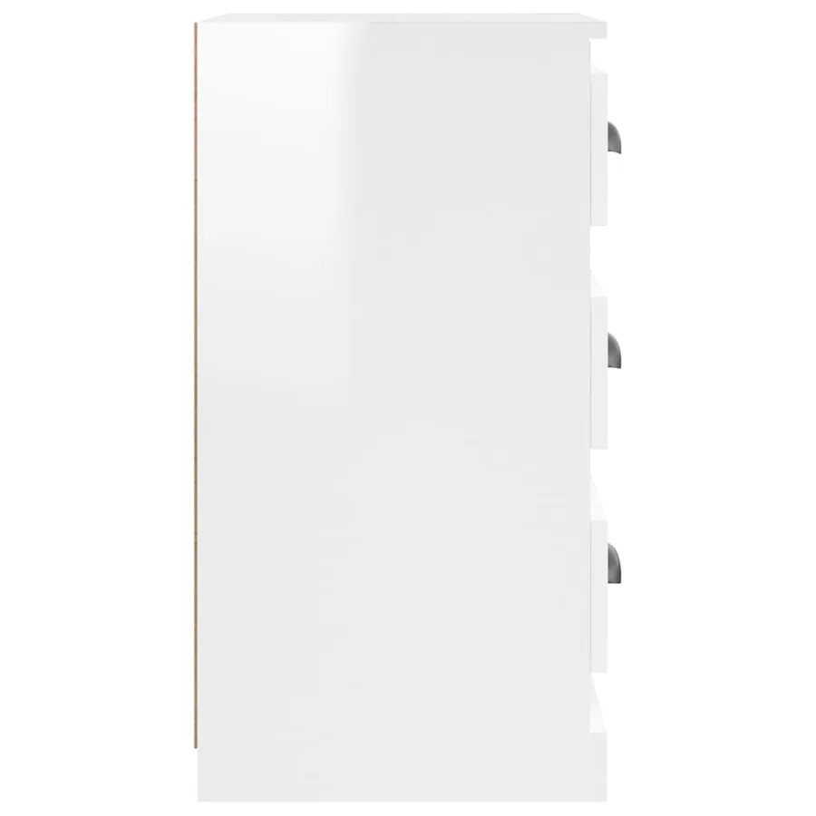 Buffet blanc brillant 36x35,5x67,5 cm bois d'ingénierie - 5