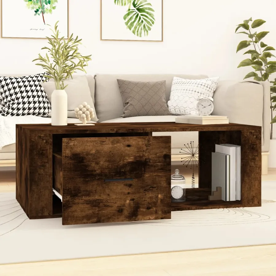 Table basse Chêne fumé 100x50,5x35 cm Bois d'ingénierie - 3