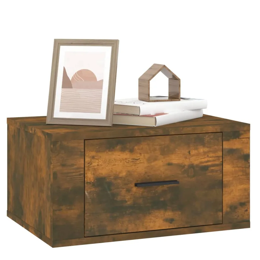 Table de chevet murale Chêne fumé 50x36x25 cm - 4