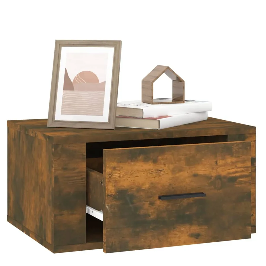 Table de chevet murale Chêne fumé 50x36x25 cm - 5