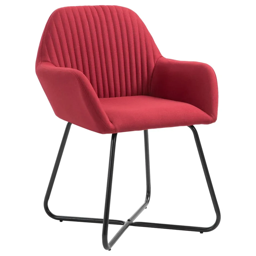 Chaises à manger lot de 4 rouge bordeaux tissu - 2