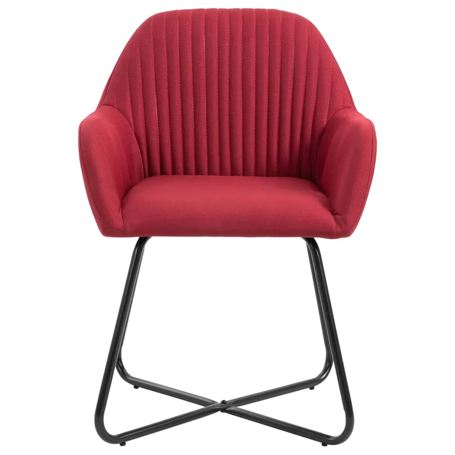 Chaises à manger lot de 4 rouge bordeaux tissu - 3