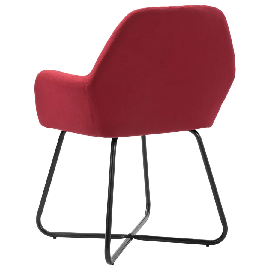 Chaises à manger lot de 4 rouge bordeaux tissu - 5