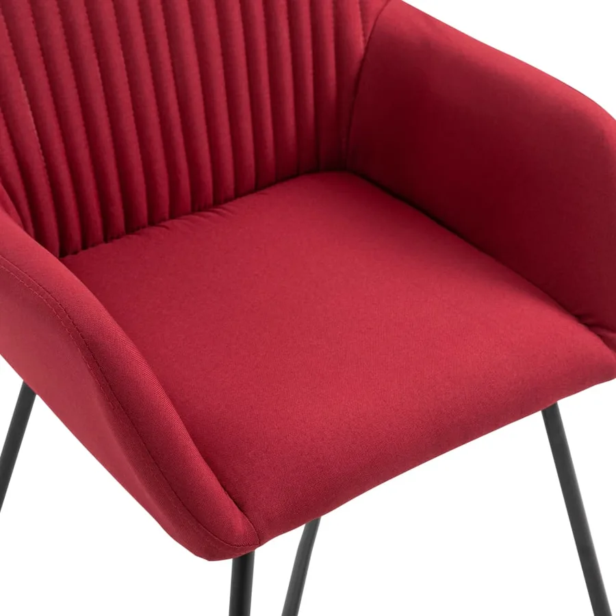 Chaises à manger lot de 4 rouge bordeaux tissu - 6