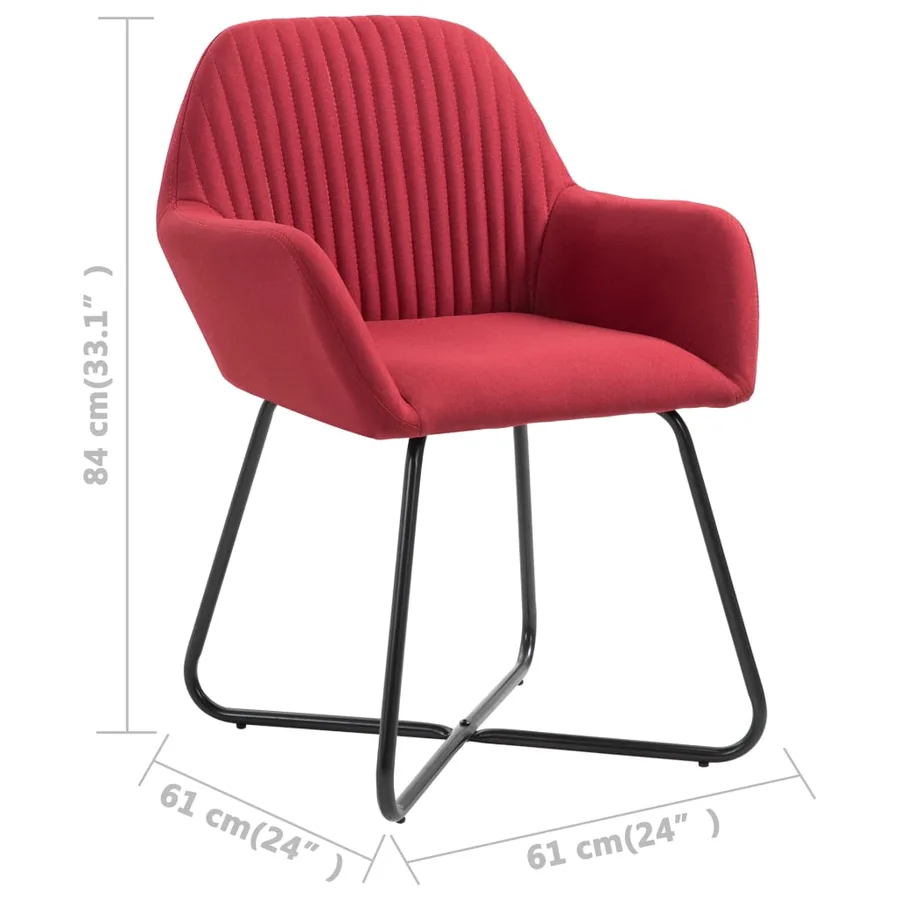 Chaises à manger lot de 4 rouge bordeaux tissu - 8