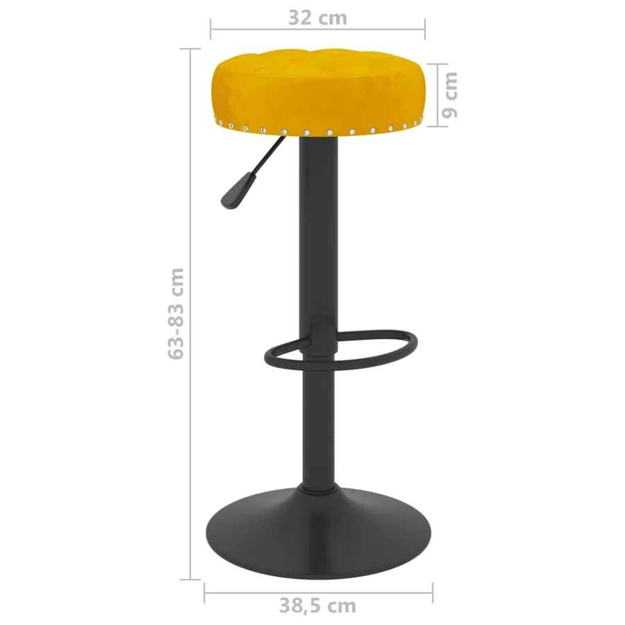 Tabourets de bar lot de 2 jaune moutarde velours - 9