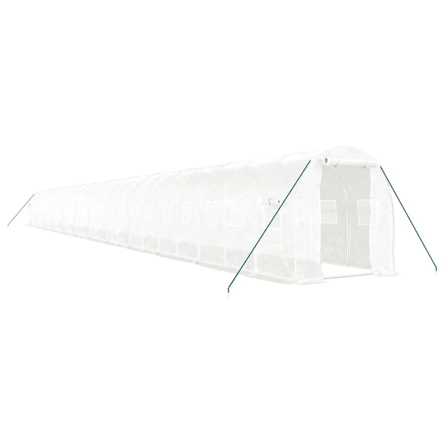 Serre avec cadre en acier blanc 48 m² 24x2x2 m - 2