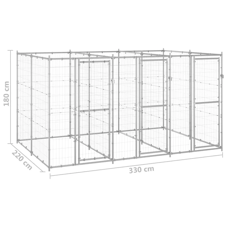 Chenil extérieur Acier galvanisé 7,26 m² - 6