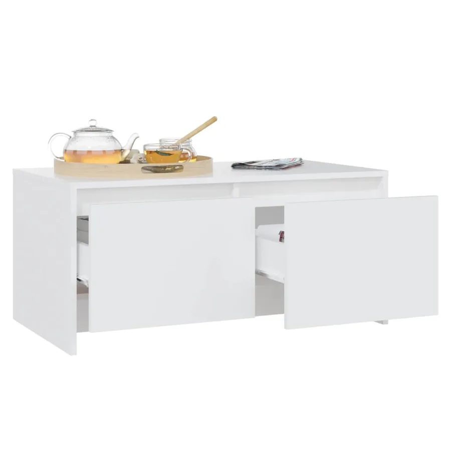 Table basse blanc 90x50x41,5 cm bois d'ingénierie - 4