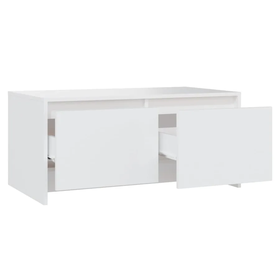 Table basse blanc 90x50x41,5 cm bois d'ingénierie - 7
