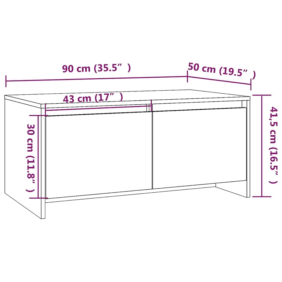 Table basse blanc 90x50x41,5 cm bois d'ingénierie - 8