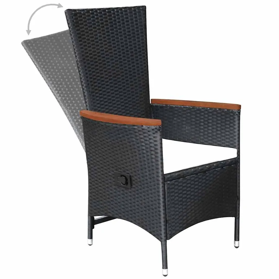 Ensemble à manger de jardin 3 pcs Noir - 4