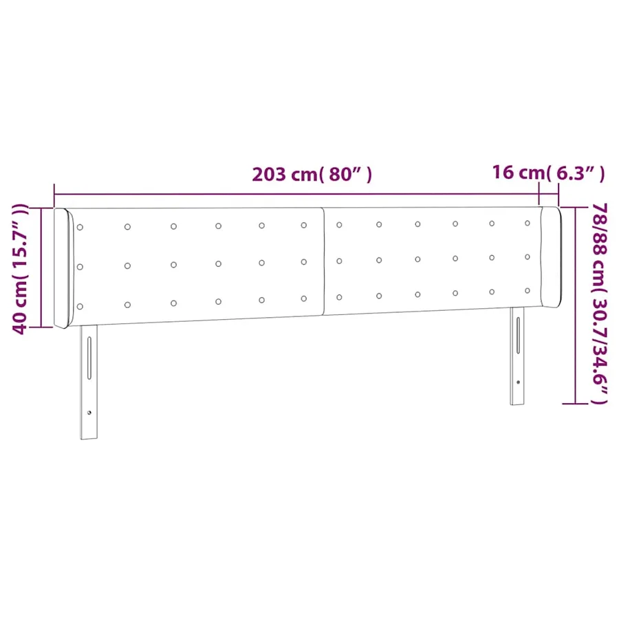 Tête de lit à LED Bleu foncé 203x16x78/88 cm Velours - 7
